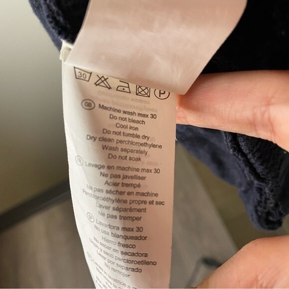 See U Soon Sweater Navy Blue Lace Back Crew Neck Knit Cozy Comfortable Soft - Picture 6 of 7